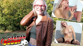 Blonde glasses girl picked up for casting couch gangbang with German scout Vivi Vallentine