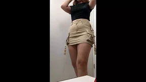 Ripe teeny getting serviced in public fitting room