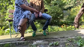 Mommy's mistress makes hubby splatter in secret&#x1F92B; garden, outdoor XXX