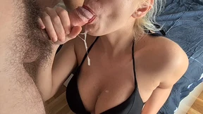 Husband gives deepthroat cumshots to wife