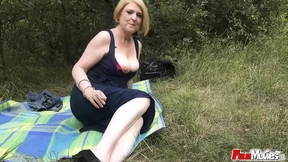 Granny's Grubby Glamour Gets Gagged Outdoors