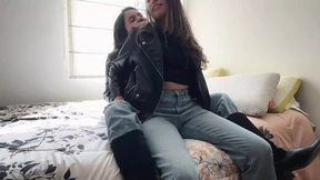 Two passionate leather-wearing dykes engage in intense erotic exploits Two passionate leather-wearing dykes engage in intense erotic exploits