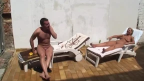 Senior pair savage each other under starry night in outdoor sex romp