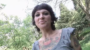 Dirty Tattooed Twat Gets Face Fisted on Dirty Driveway