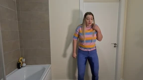 Waterlogged and desperate, I couldn't hold back the golden showers in tight denim Waterlogged and desperate, I couldn't hold back the golden showers in tight denim