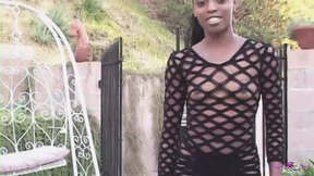 Black babe's soaked asshole ravaged by massive rod