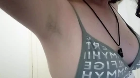 Slutty babe flaunts her fur-lined pits, begging you to lick them clean Slutty babe flaunts her fur-lined pits, begging you to lick them clean
