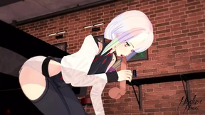 Dirty Lucy gets blown in a neon-lit dive bar