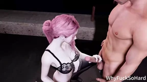 Sexy wife gets gang banged by giant cock🌭 in 3D pink hair fantasy