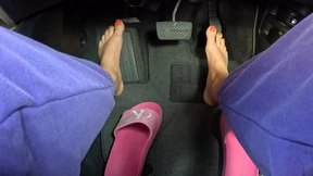 Foot-fetish fantasy unfolds as barefoot cutie gets down on gas