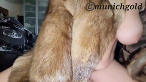 Naughty&#x1F608; wife rode hubby in furry fur coat, bouncing titanic knockers on hirsute pubic terrain