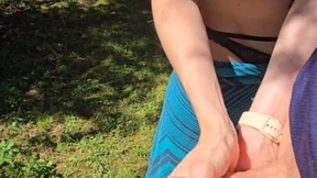 She gets blown and rode hard at public green space