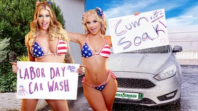 Car Wash Cuties Get Wet & Wild, Score Those Golden Nipples Easy