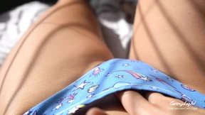 Fresh-faced 18-year-old amateur flaunts dripping-wet cunny crease POV style