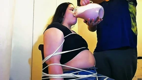 Overfed Fat Nicole Gets Bloated and Sucked