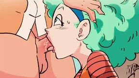 Fucked Bulma's throat behind the rock Fucked Bulma's throat behind the rock