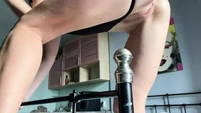 Riding big bedpost, milking tight asshole dry