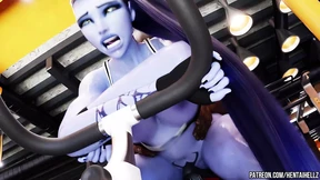Overwatch widow was fucked hard in the anal while training at the gym