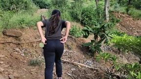 Cute skinny Latina flashes outdoors Cute skinny Latina flashes outdoors