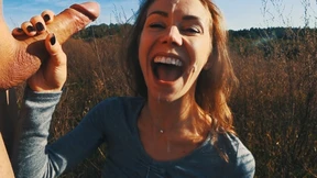 PASSIONATE FUCK AND FACIAL IN THE FRESH AIR WITH HUGE COCK