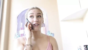 Petite schoolgirl touches stepbrother's trouser stall