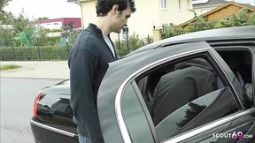 Blond bombshell gets pounded by 5 dudes in a German street limo