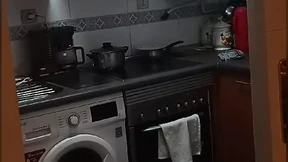 Stepmom sizzles in the kitchen, her juicy booty on display