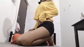 Slut alone gets nailed hard under the bed sheets