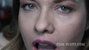 Maya Labella sucks a huge cock and enjoys (and swallows) his cum