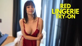 4K Red Lace Temptation: Elixir Elf's Lingerie&#x8BD5;On Binge