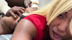 Asian girl sucked off a big long black cock&#x1F346;
