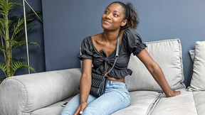 Fit black teen is seduced into blowing the casting agent and then some Fit black teen is seduced into blowing the casting agent and then some