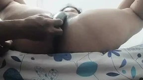 Cucumber-assisted squirting attempt