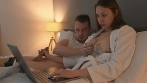 Step Mom Helps to Cum Step Son in Share Bed with Hand Job and Tight Pussy, but Can't