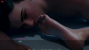 Ms Denvers cums all over Harry as he devours her succulent toe