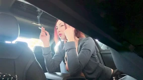 Obscene Italian MILF Artemisia Reveals Her Gigantic Breasts & Hard Nipples While Smoking In Car - Long Hair Fetish