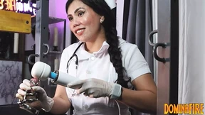 DominaFire Teasing Her Slave with a Chastity Cage