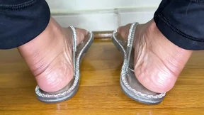 Stepmommy Plays with Her Flip Flops on Her Feet