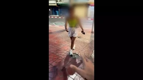 19 Year Old Girl Wanks Me in the Street and Gets Cum on Her Face