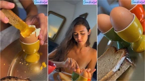 Morning routine cooking and eating eggs Morning routine cooking and eating eggs