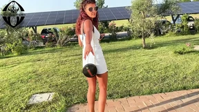 Virgin girl slips her underwear under the table at the restaurant