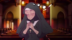 a nun imagines being fucked in front and behind in a prayer booth! hentai, cartoon, parody!
