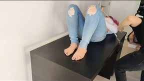 Bondage with step-cousin on a desk Bondage with step-cousin on a desk