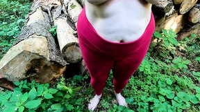 Barefoot and topless in the forest Barefoot and topless in the forest