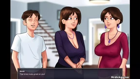 SUMMERTIME SAGA Hot sex with stepmom and her friend under dining table SUMMERTIME SAGA Hot sex with stepmom and her friend under dining table