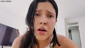 surprises his horny by bathing and they end up fucking