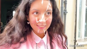 A cute student was fucked, cum on her face and she went to school covered in cum! A cute student was fucked, cum on her face and she went to school covered in cum!