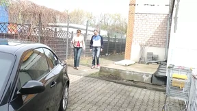 Big boobs red hair milf fucking on the car