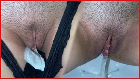 Unshaven pussy pissing compilation with a pad! POV!