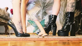 Shoe fetish and boot fetish Trampling dildo Admire our shoes Worship our legs Shoe fetish and boot fetish Trampling dildo Admire our shoes Worship our legs
